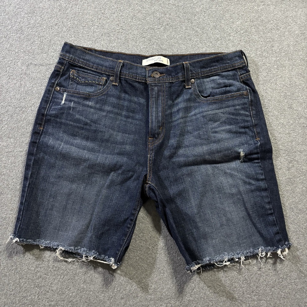 Levi's 505 Women's 14 Cutoff Denim Shorts Dark Wash Distressed 34" Waist Y2K